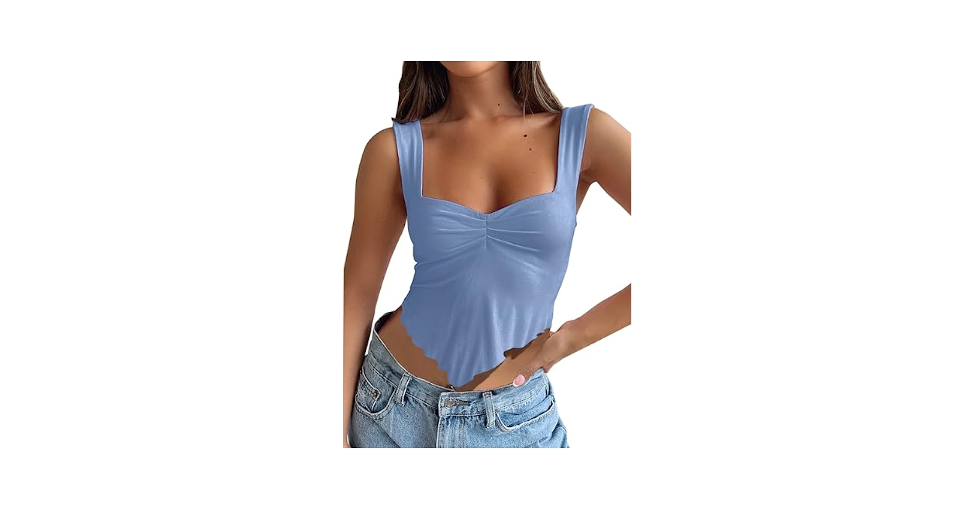 CSDAJIO Women's Asymmetrical Hem Pleated Ruched Front